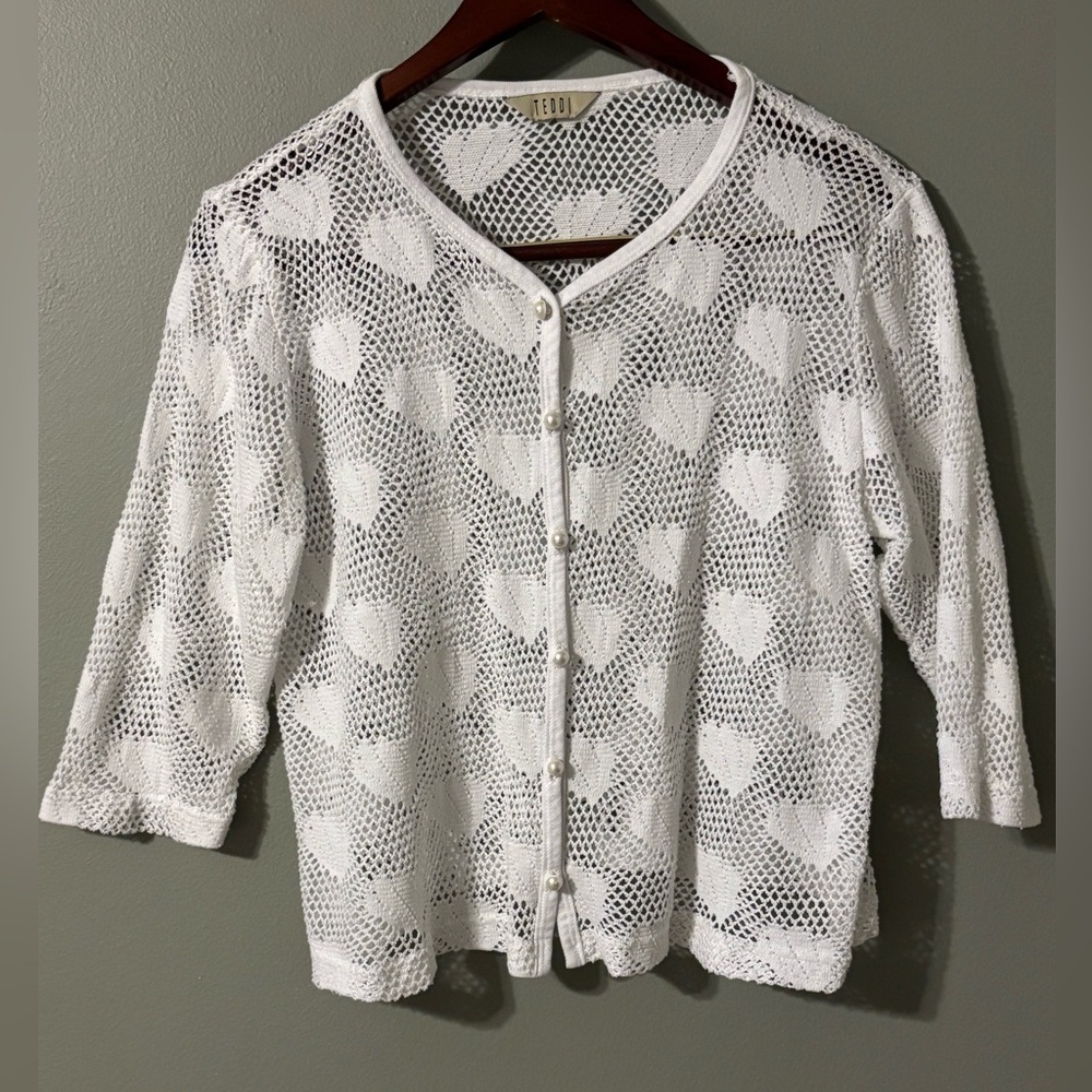 Coastal Grandma White Shell Crochet Cardigan